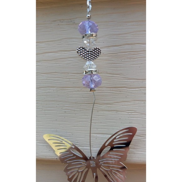 Butterfly Shape Crystal Prism Suncatcher Home & Garden Decor Purple Beads NWT - Picture 3 of 4